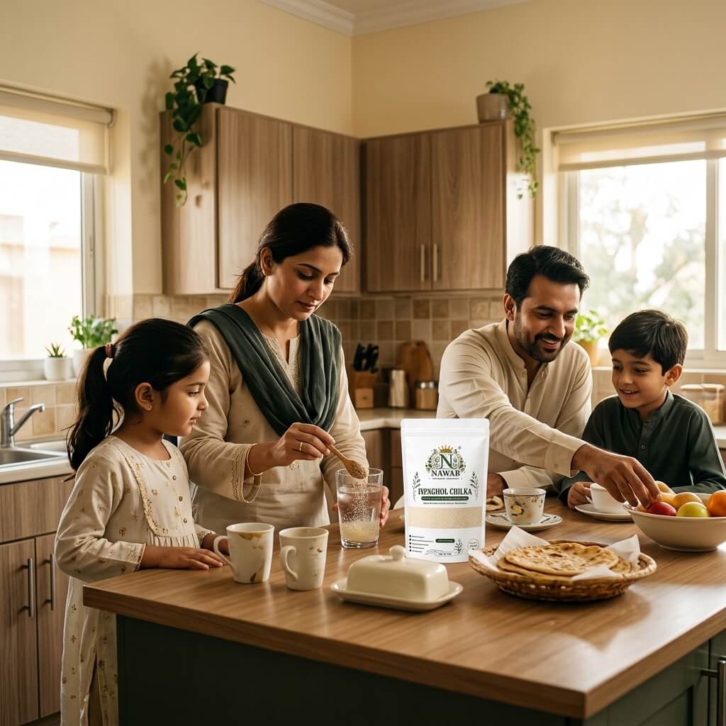 Traditional family tradition of using premium Ispaghol husk
